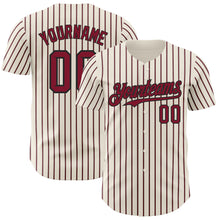 Load image into Gallery viewer, Custom Cream (Black Crimson Pinstripe) Crimson-Black Authentic Baseball Jersey