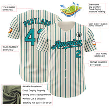 Load image into Gallery viewer, Custom Cream (Black Teal Pinstripe) Teal-Black Authentic Baseball Jersey
