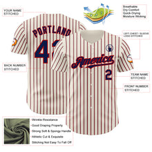 Load image into Gallery viewer, Custom Cream (Navy Red Pinstripe) Navy-Red Authentic Baseball Jersey