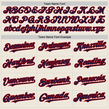 Load image into Gallery viewer, Custom Cream (Navy Red Pinstripe) Navy-Red Authentic Baseball Jersey