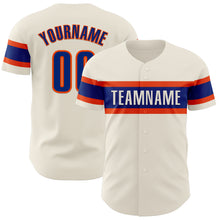 Load image into Gallery viewer, Custom Cream Royal-Orange Authentic Baseball Jersey