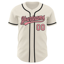 Load image into Gallery viewer, Custom Cream Medium Pink-Black Authentic Baseball Jersey