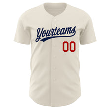 Load image into Gallery viewer, Custom Cream Navy-Red Authentic Baseball Jersey