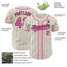 Load image into Gallery viewer, Custom Cream Black Pinstripe Pink Authentic Baseball Jersey