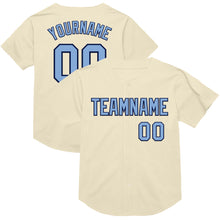 Load image into Gallery viewer, Custom Cream Light Blue-Navy Mesh Authentic Throwback Baseball Jersey