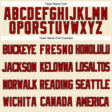 Load image into Gallery viewer, Custom Cream Red-Black Mesh Authentic Throwback Baseball Jersey