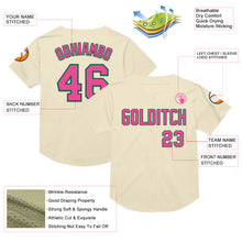 Load image into Gallery viewer, Custom Cream Pink-Kelly Green Mesh Authentic Throwback Baseball Jersey
