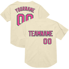 Load image into Gallery viewer, Custom Cream Pink-Kelly Green Mesh Authentic Throwback Baseball Jersey