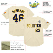 Load image into Gallery viewer, Custom Cream Navy-Gold Mesh Authentic Throwback Baseball Jersey