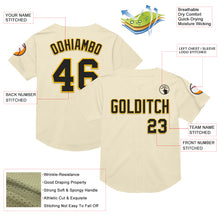 Load image into Gallery viewer, Custom Cream Black-Gold Mesh Authentic Throwback Baseball Jersey