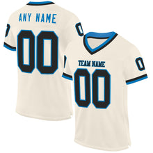 Load image into Gallery viewer, Custom Cream Black-Blue Mesh Authentic Throwback Football Jersey