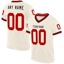 Load image into Gallery viewer, Custom Cream Red-Black Mesh Authentic Throwback Football Jersey