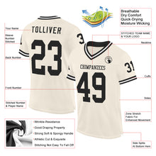 Load image into Gallery viewer, Custom Cream Black-White Mesh Authentic Throwback Football Jersey