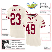Load image into Gallery viewer, Custom Cream Maroon-White Mesh Authentic Throwback Football Jersey