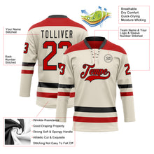 Load image into Gallery viewer, Custom Cream Red-Black Hockey Lace Neck Jersey