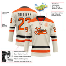 Load image into Gallery viewer, Custom Cream Orange-Black Hockey Lace Neck Jersey