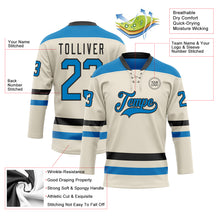 Load image into Gallery viewer, Custom Cream Blue-Black Hockey Lace Neck Jersey