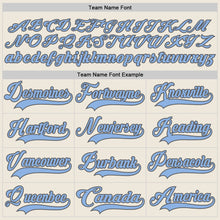 Load image into Gallery viewer, Custom Cream Light Blue-Steel Gray Hockey Lace Neck Jersey