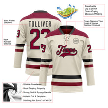 Load image into Gallery viewer, Custom Cream Maroon-Black Hockey Lace Neck Jersey