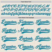 Load image into Gallery viewer, Custom Cream Teal-Gray Hockey Lace Neck Jersey