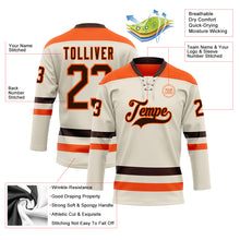 Load image into Gallery viewer, Custom Cream Brown-Orange Hockey Lace Neck Jersey