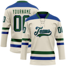 Load image into Gallery viewer, Custom Cream Green-Royal Hockey Lace Neck Jersey