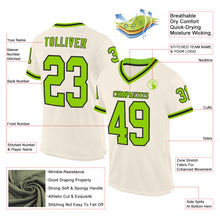 Load image into Gallery viewer, Custom Cream Neon Green-Black Mesh Authentic Throwback Football Jersey