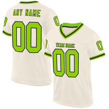 Load image into Gallery viewer, Custom Cream Neon Green-Black Mesh Authentic Throwback Football Jersey