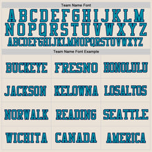 Load image into Gallery viewer, Custom Cream Navy-Teal Mesh Authentic Throwback Football Jersey