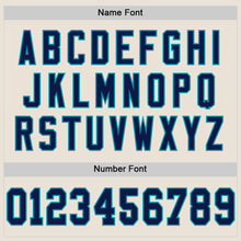 Load image into Gallery viewer, Custom Cream Navy-Teal Mesh Authentic Throwback Football Jersey