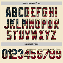 Load image into Gallery viewer, Custom Cream Vintage USA Flag Black-Old Gold Authentic Throwback Baseball Jersey