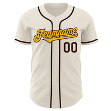 Load image into Gallery viewer, Custom Cream Gold-Brown Authentic Baseball Jersey