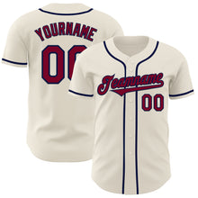 Load image into Gallery viewer, Custom Cream Maroon-Navy Authentic Baseball Jersey