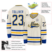 Load image into Gallery viewer, Custom Cream Royal-Gold Hockey Jersey