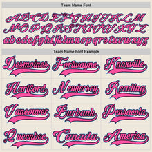 Load image into Gallery viewer, Custom Cream Light Blue Black-Pink Hockey Jersey