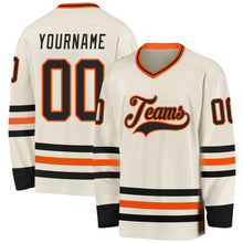 Load image into Gallery viewer, Custom Cream Black-Orange Hockey Jersey