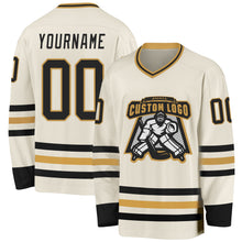 Load image into Gallery viewer, Custom Cream Black-Old Gold Hockey Jersey