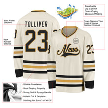 Load image into Gallery viewer, Custom Cream Black-Old Gold Hockey Jersey