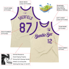 Load image into Gallery viewer, Custom Cream Purple Authentic Throwback Basketball Jersey