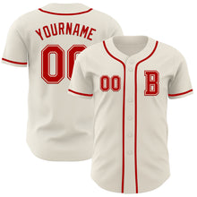 Load image into Gallery viewer, Custom Cream Red Authentic Baseball Jersey