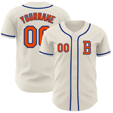 Load image into Gallery viewer, Custom Cream Orange-Royal Authentic Baseball Jersey