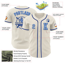 Load image into Gallery viewer, Custom Cream Light Blue-Royal Authentic Baseball Jersey