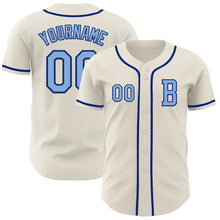 Load image into Gallery viewer, Custom Cream Light Blue-Royal Authentic Baseball Jersey