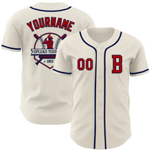 Load image into Gallery viewer, Custom Cream Red-Navy Authentic Baseball Jersey
