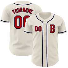 Load image into Gallery viewer, Custom Cream Red-Navy Authentic Baseball Jersey