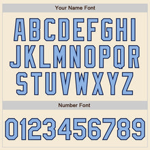 Load image into Gallery viewer, Custom Cream Light Blue-Navy Authentic Baseball Jersey