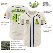 Load image into Gallery viewer, Custom Cream Neon Green-Navy Authentic Baseball Jersey