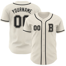 Load image into Gallery viewer, Custom Cream Black Authentic Baseball Jersey