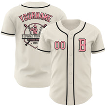 Load image into Gallery viewer, Custom Cream Medium Pink-Black Authentic Baseball Jersey