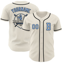 Load image into Gallery viewer, Custom Cream Light Blue-Black Authentic Baseball Jersey